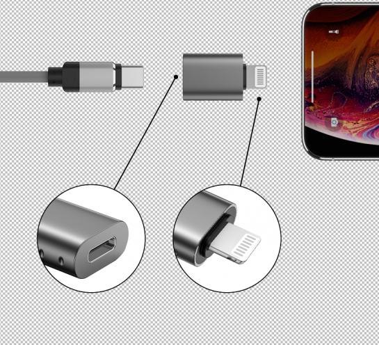 Actual product image Swissten Adapter Lightning(M)/USB-C(F) (USB Type C, Lightning)
