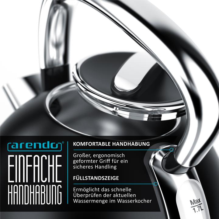 Image du produit Arendo Bouilloire 1,7 l, 2 200 W, acier inoxydable, style rétro vintage, protection contre la surchauffe (1.70 l)