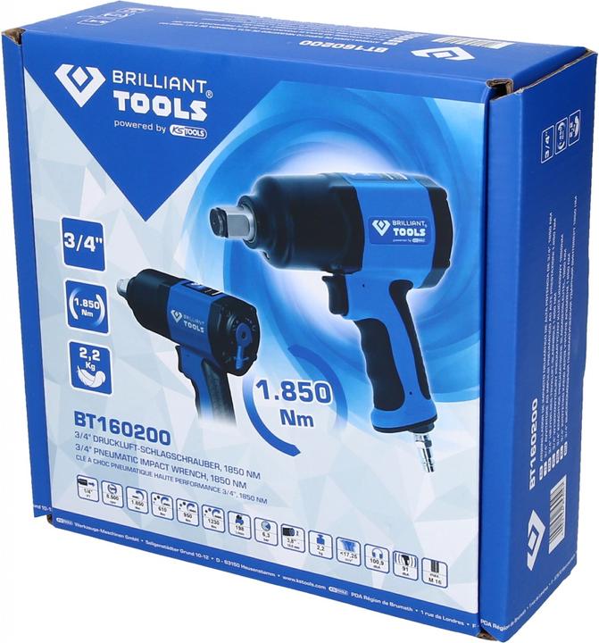 Image du produit Brilliant Tools BT160200 Clé à chocs pneumatique 3/4 (Air comprimé)