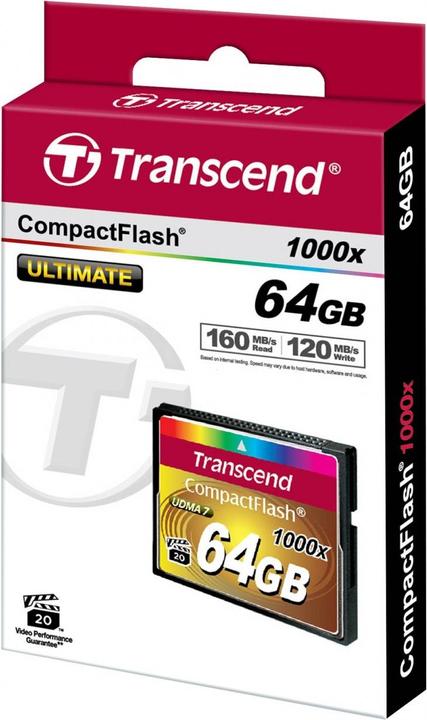 Image du produit Transcend Carte Compact Flash 64 Go 1000x (64 Go, CF)