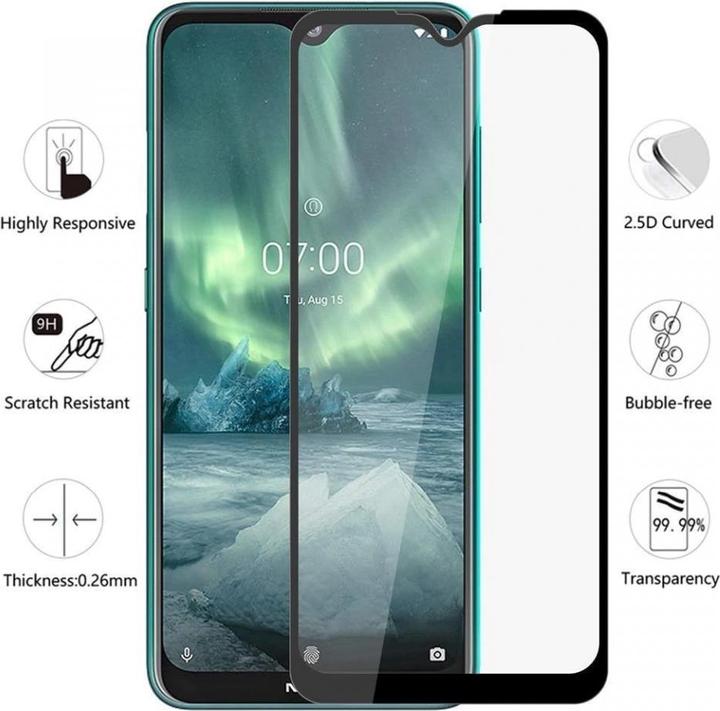 Produktbild Screenguard Nokia 7.2 Full Screen Panzerglas Schutzfolie 2.5D 9H (1 Stück, Nokia 7.2)