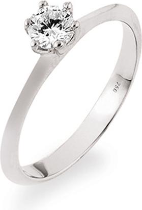 Actual product image Natsumi Schmuck Ring Solitaire White Gold 18K/750 with Zirconia (56, 750/18 K Gold)