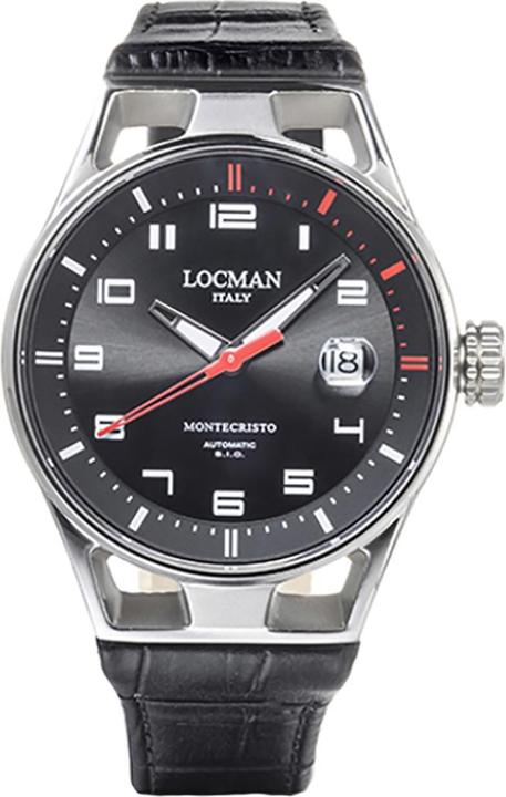 Actual product image Locman Italy Mens Watch Montecristo Automatic Black 41 mm Ref. 0541 (Watch with gemstone, 41 mm)