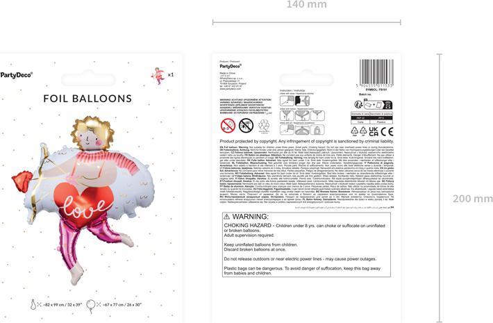Immagine prodotto Partydeco Palloncino in foil Cupido, 82x99 cm, misto (1 pz / 1 pz.)