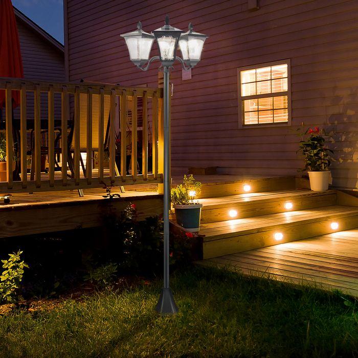 Produktbild Swisshandel24 Solar Gartenlaterne mit 3 flammig Laterne Solarlaterne Wegleuchte mit LED 120 Lumen IP44 201 Edelsta (120 lm, IP44)