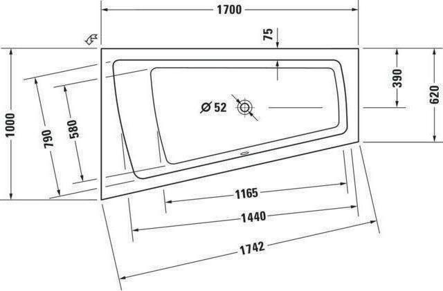 Produktbild Duravit Raumsparbadewanne Paiova 100 x 170 cm wei glatt 700212000000000 (180 l, 170 cm, 100 cm)