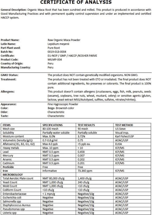 Nährwerte und Zutaten Zimmerli Adaptogene Maca Kapseln (BIO) 50 Kapseln (1 Stück, Kapseln, 25 g)