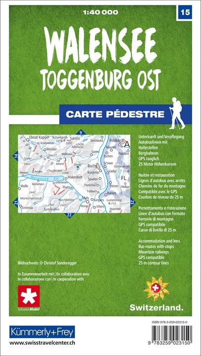 Immagine prodotto Mappa dell'itinerario 15: Lago di Walen, Toggenburg Est