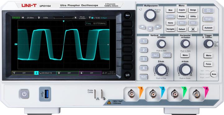 Produktbild Uni-T Speicher-Oszilloskop UPO1104, 4 Kanal, 100 MHz, 2 GSa/s