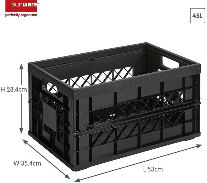 Image du produit Sunware Caisse pliante Heavy Duty, capacité 45 litres, charge admissible 30 kg, avec poignée (45 l)