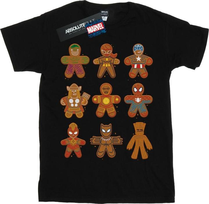 Actual product image Womens/Ladies Avengers Christmas Gingerbread Cotton Boyfriend T-Shirt (L)