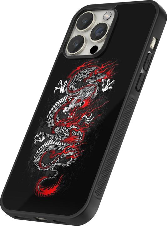 Produktbild PhoneLook Hülle Silikon schwarz Japanese style Dragon Tattoo Red Black (Apple iPhone 14 Pro)