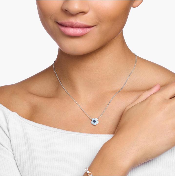 Produktbild Thomas Sabo Kette Blume mit blauem Stein silber (Emaille, 925er Silber, 40 - 45 cm)