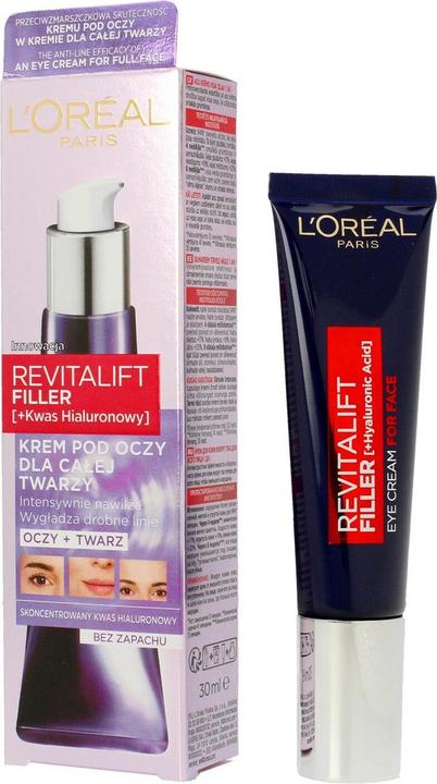 L'Oréal Paris L'Oréal Revitalift Filler Eye and Face Cream with Hyaluronic Acid 30ml (Fluid, 30 ml, Day)