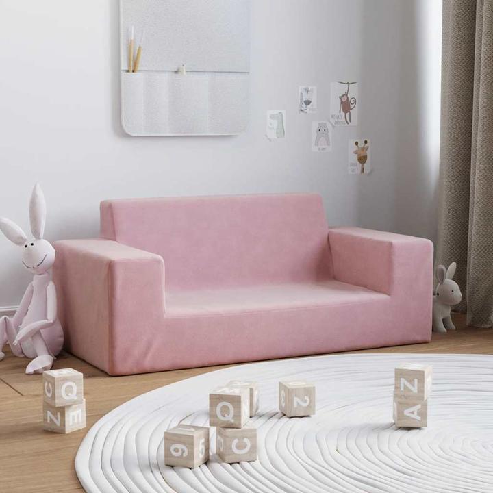 Image du produit VidaXL Canapé enfant 2 places Rose Doux en peluche (Canapé pour enfants)