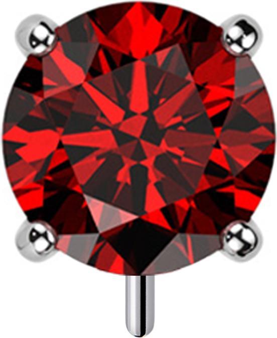 Produktbild Star Piercing Threadless silber dick front mit Kristall rot gefasst (ohne Messing, Titan G23)
