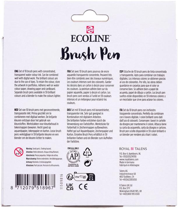 Valori nutrizionali e ingredienti Talens Set di pennelli Ecoline 11509816 assortiti. Pelle 10 pezzi (Rosso pastello, Luce seppia, Seppia scuro, Seppia, Rosa pastello, Giallo pastello, Beige, Rosa beige, Albicocca, 10 x)