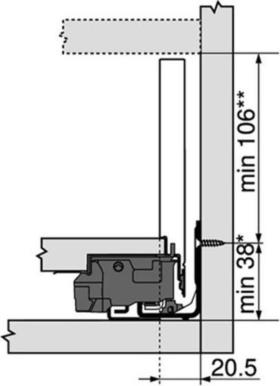 Image du produit Blum 770K5002S OG-M Côté LÉGRABOX, LN 500 mm