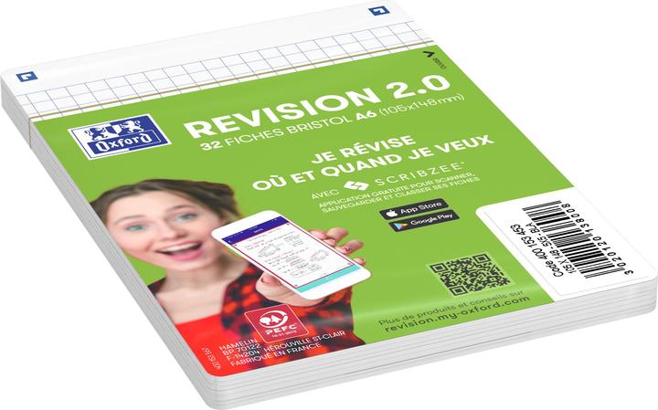 Immagine prodotto Oxford Schede bristol REVISION 2.0, A6, bianco (A6, 250 g/m², 32 x)