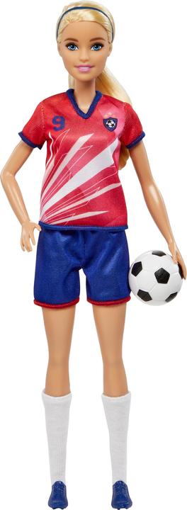 Produktbild Barbie Fussballerpuppe, blond, Trikot mit Nummer 9, Fussball, Stollenschuhe, Socken, für Kinder