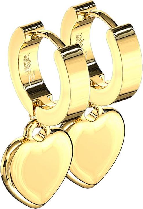 Star Piercing Ohrring zum Klappen vergoldet mit Anhänger Herz (ohne Messing, Chirurgenstahl 316L)