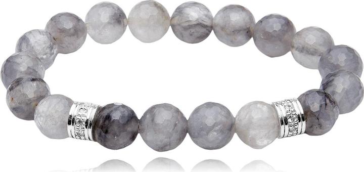 Immagine prodotto Leyda Bracciale in quarzo grigio con argento e zirconi (18 cm, Argento 925, Pietra, pietra sintetica)