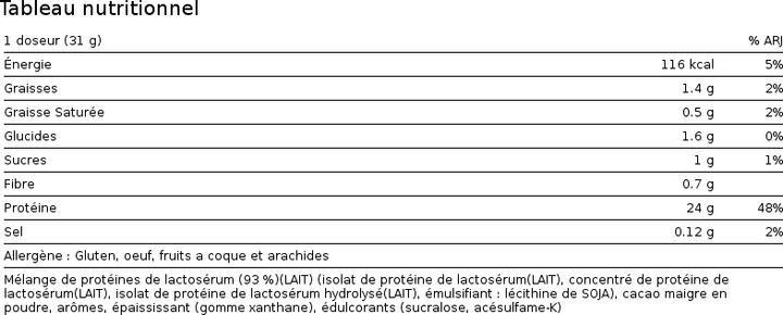 Valeurs nutritives et ingrédients Optimum Nutrition 100 Whey Gold Standard (Fraise, 1 pcs, 2536 g)