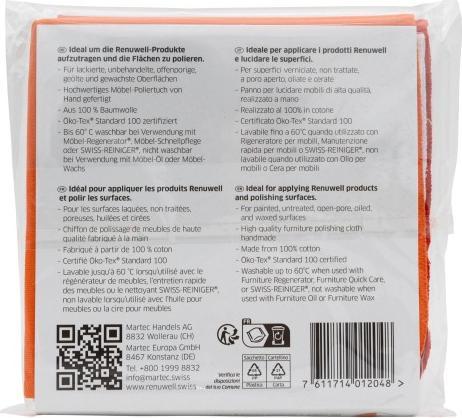 Nutritional values and ingredients Renuwell Furniture polishing cloth (Orange, Red, White)