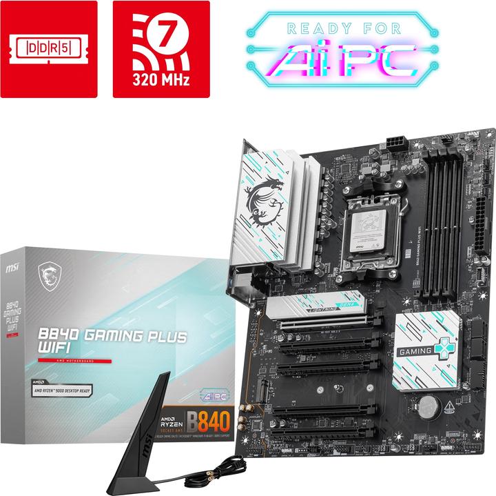 Produktbild MSI B840 GAMING PLUS WIFI (AM5, AMD B840, ATX)