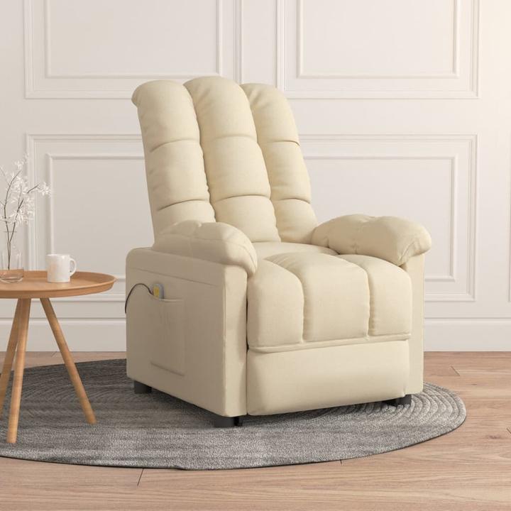 Actual product image VidaXL Massage armchair TV armchair Relax armchair Recliner armchair Cream fabric