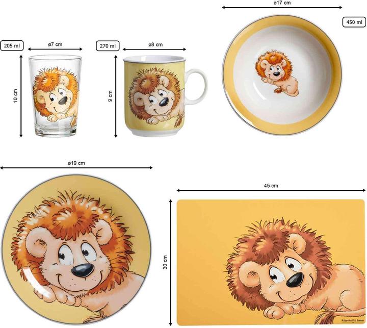 Produktbild Ritzenhoff & Breker Geschirr-Set mit Kinderbecher Happy Zoo Löwe