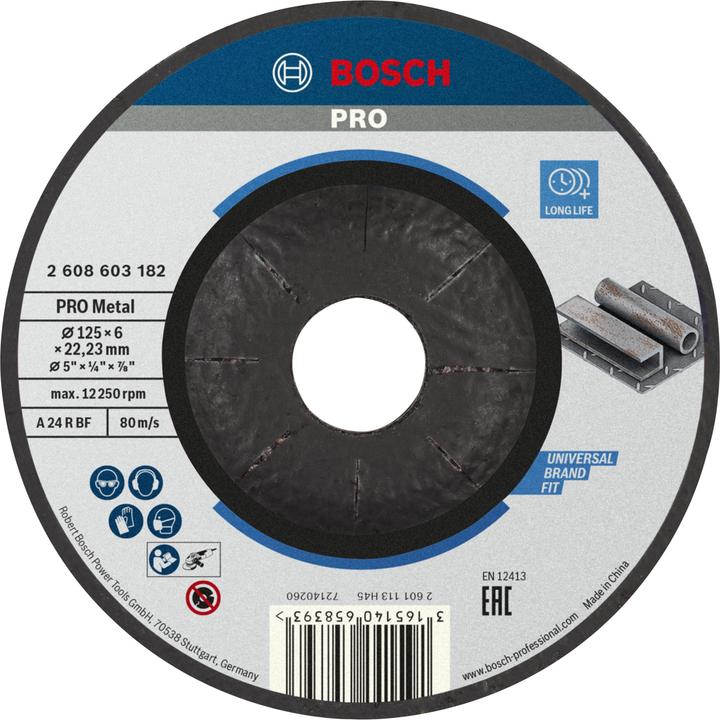 Bosch Professional Zubehör PRO Metal Schruppscheibe, 125 x 6 x 22.23 mm