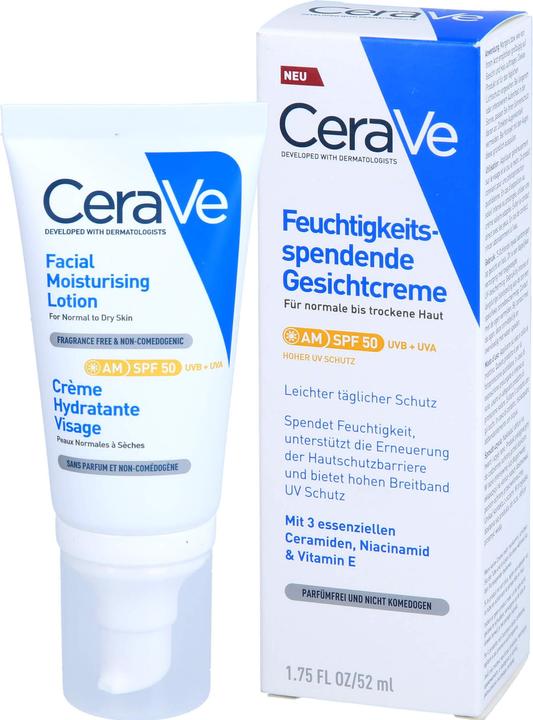 Produktbild CeraVe Moisturizing Facial Lotion (52 ml, 24h Creme, SPF 50)