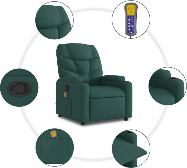 Produktbild VidaXL Massagesessel Dunkelgrün Stoff,Farbe: Dunkelgrün,Material