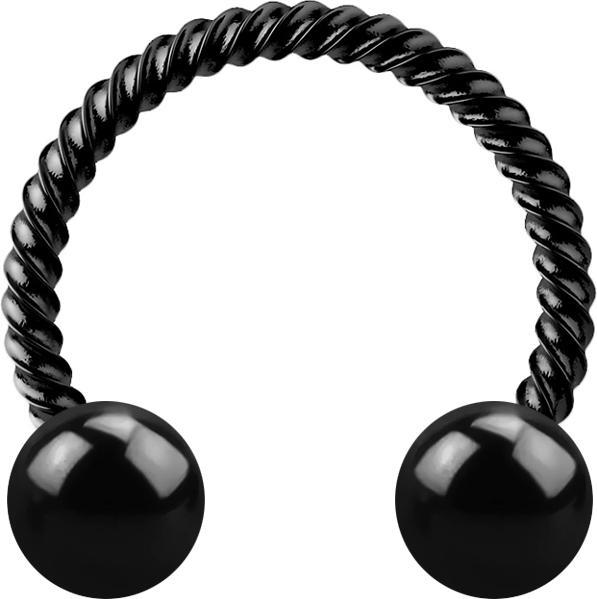 Star Piercing Micro Circular Barbell schwarz geflochten mit zwei Kugeln (ohne Messing, Chirurgenstahl 316L)