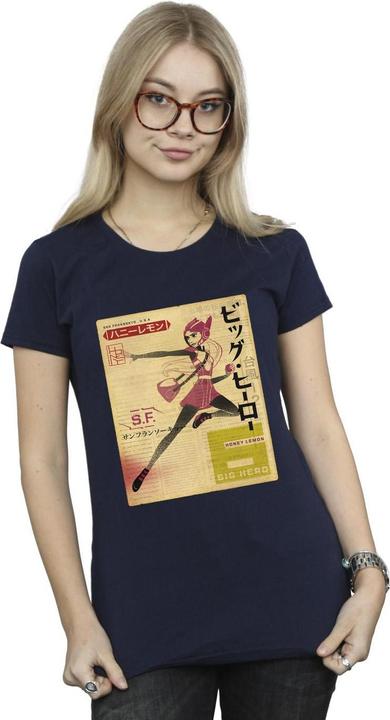 Actual product image Disney Womens/Ladies Big Hero 6 Baymax Honey Lemon Newspaper Cotton T-Shirt (XXL)
