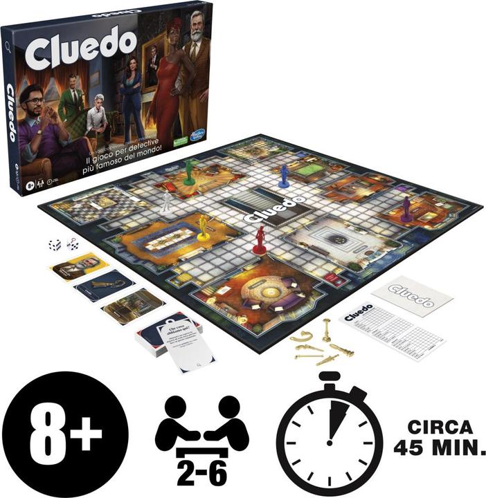 Produktbild Hasbro Gaming Cluedo Brettspiel, neu gestaltetes Cluedo für 2–6 Spieler, Detektivspiel, Familienspiel für Kinder u (Italienisch)