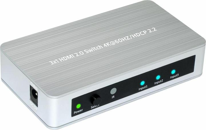 Actual product image MicroConnect HDMI 2.0 Switch 3 to 1 way