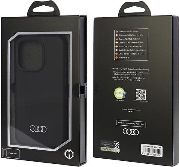 Produktbild Audi Silicone Case iPhone 15 Pro 6.1" czarny/black hardcase AU-LSRIP15P-Q3/D1-BK (Apple iPhone 15 Pro)
