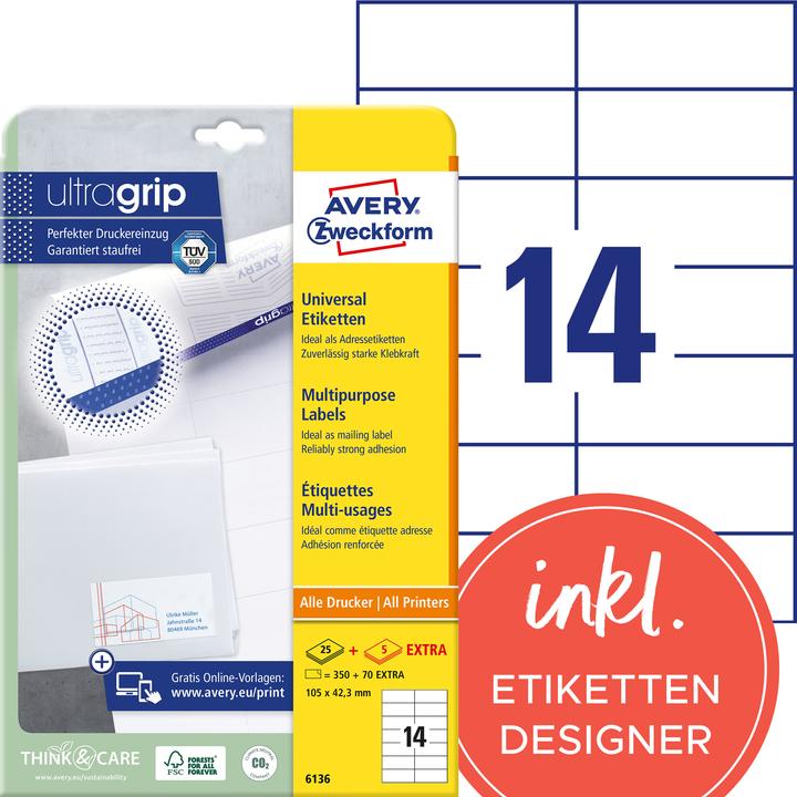 Actual product image Avery Universal labels