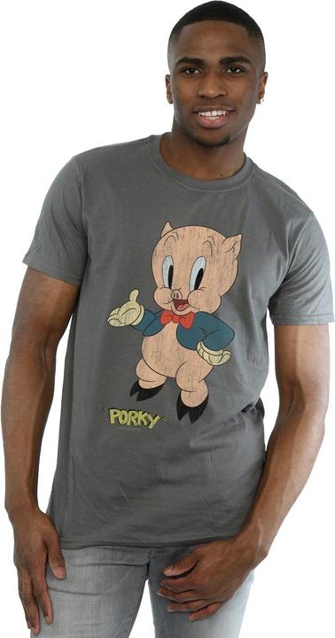Actual product image Looney Tunes Mens Porky Pig Distressed T-Shirt (XXL)