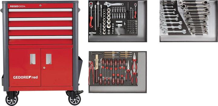 Actual product image Gedore red R22041004 Tool set in tool trolley WINGMAN red 129 pieces (129 x)