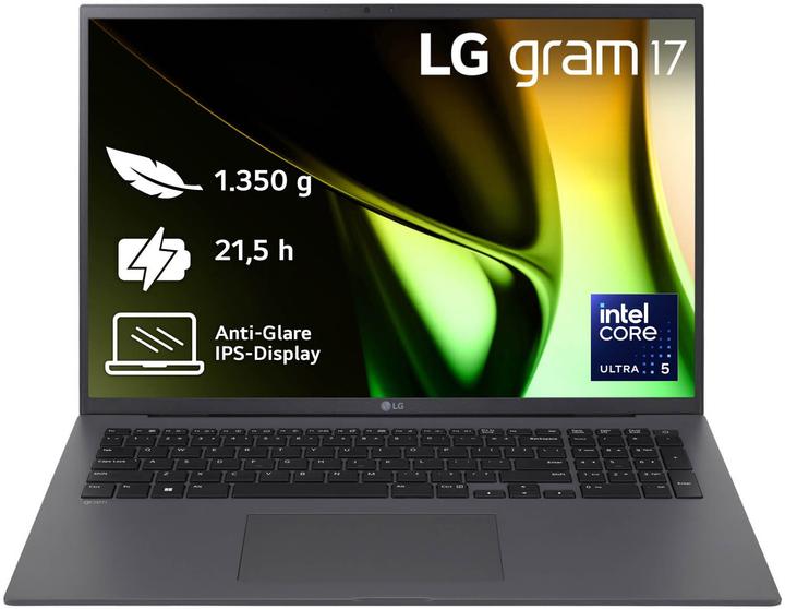 LG gram 17" Core Ultra 5 125H 8GB/512TB SSD Win11 grau 17Z90S-G.AR56G (17", Intel Core Ultra 5 125H, 8 GB, 512 GB, DE)