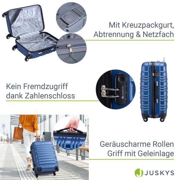 Produktbild Juskys Hartschalen Kofferset Rom (120 l, Handgepäck (bis 50l), M (50 - 90l), L (90 - 115l), XL (ab 115l))