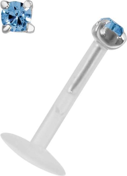 Bijouteria Piercing für Lippe/Tragus (Bioplast, Silber 925, Kristall)
