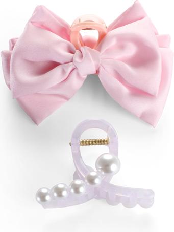 Trisa Fashion Haarklemme mit Perlen und Haarklemme mit Masche rosa (1 Stk.)