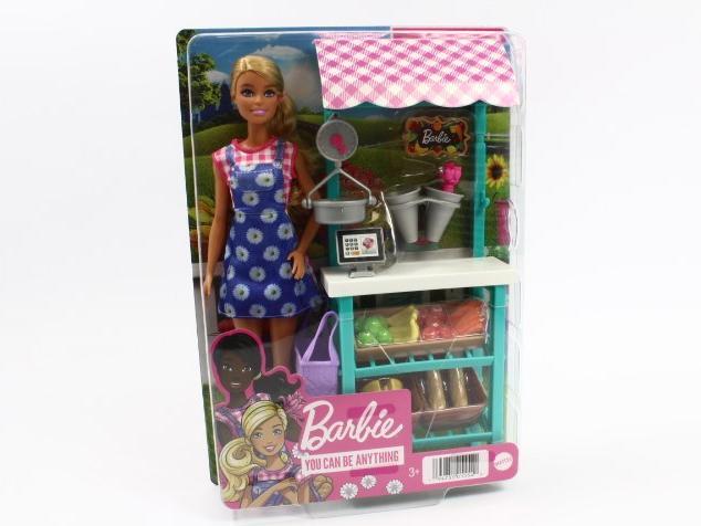Immagine prodotto Barbie "Divertimento in fattoria", bambola (bionda), bancarella del mercato, cassa, verdura, pane