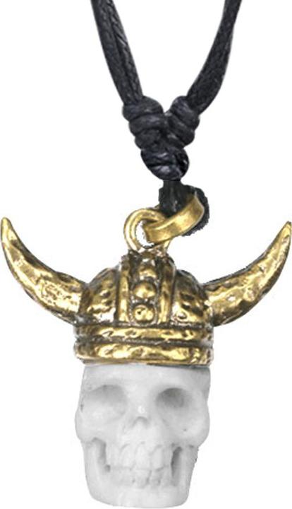 Image du produit Star Piercing Collier noir pendentif doré viking crâne (Laiton, Organique)