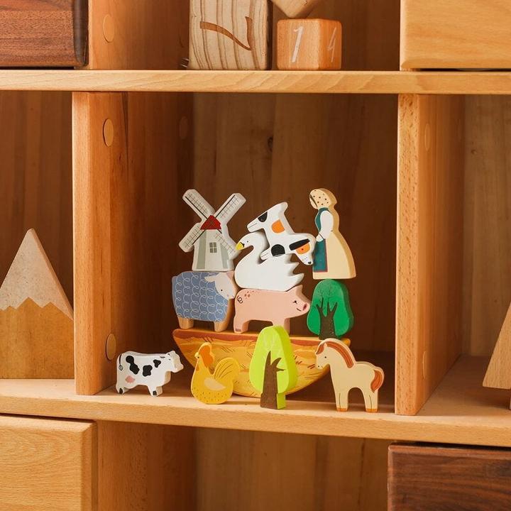 Actual product image Activity Board Wooden baby farm, animal balance toy, handmade wooden animals for toddlers, environmentally friendly