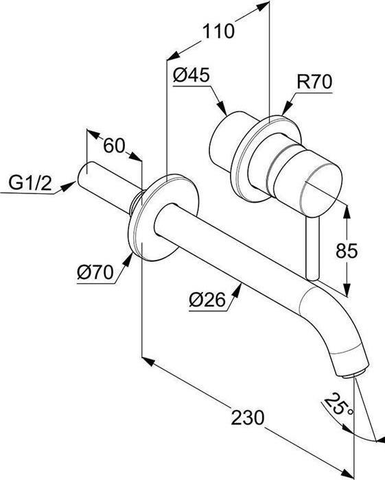 Actual product image Kludi BOZZ two-hole basin mixer, spout 23 cm